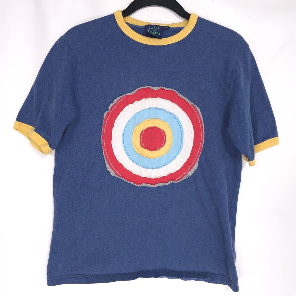MINI BODEN Kids Unisex 100% Cotton Graphic T Shirt Blue Short Sleeve Size 11 12Y